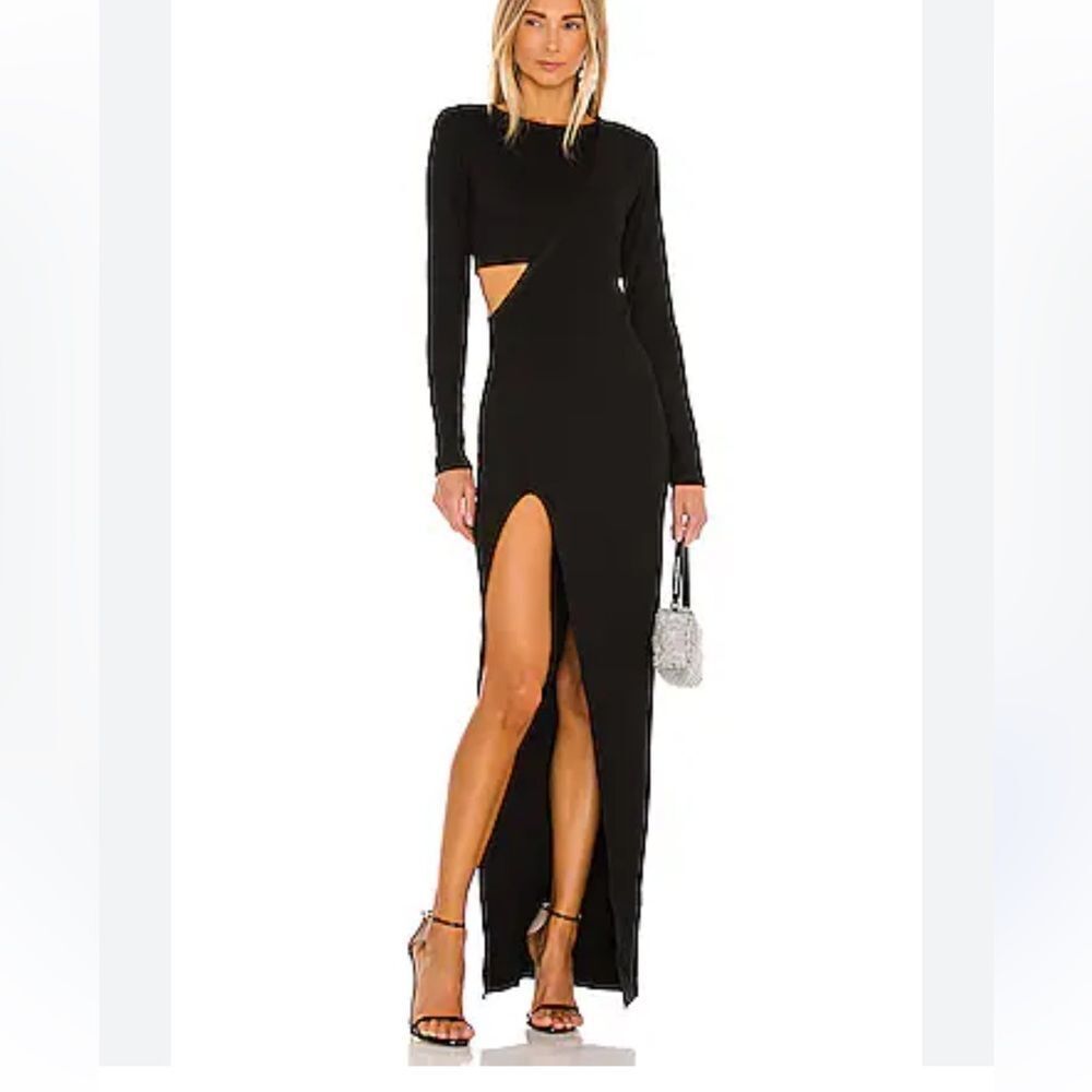 Atoir time stands still dress Black maxi cut out knit body con Revolve NWT 6